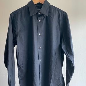 Men's Banana Republic Solid Black Dress Shirt, Size M